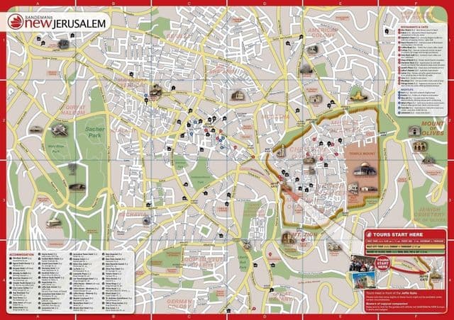 Plan des attractions de Jerusalem