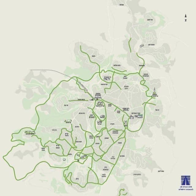 Plan des pistes cyclables de Jerusalem