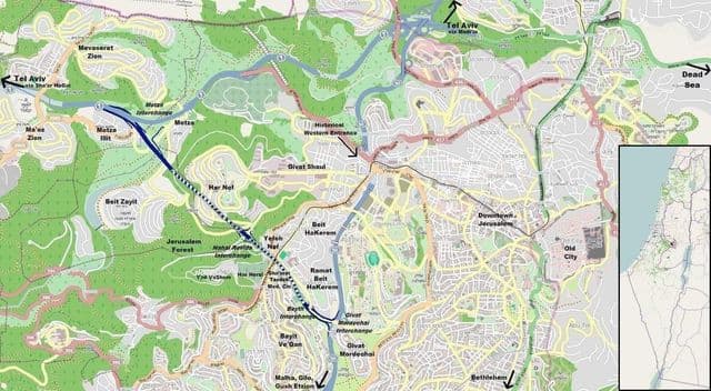 Plan des routes de Jerusalem