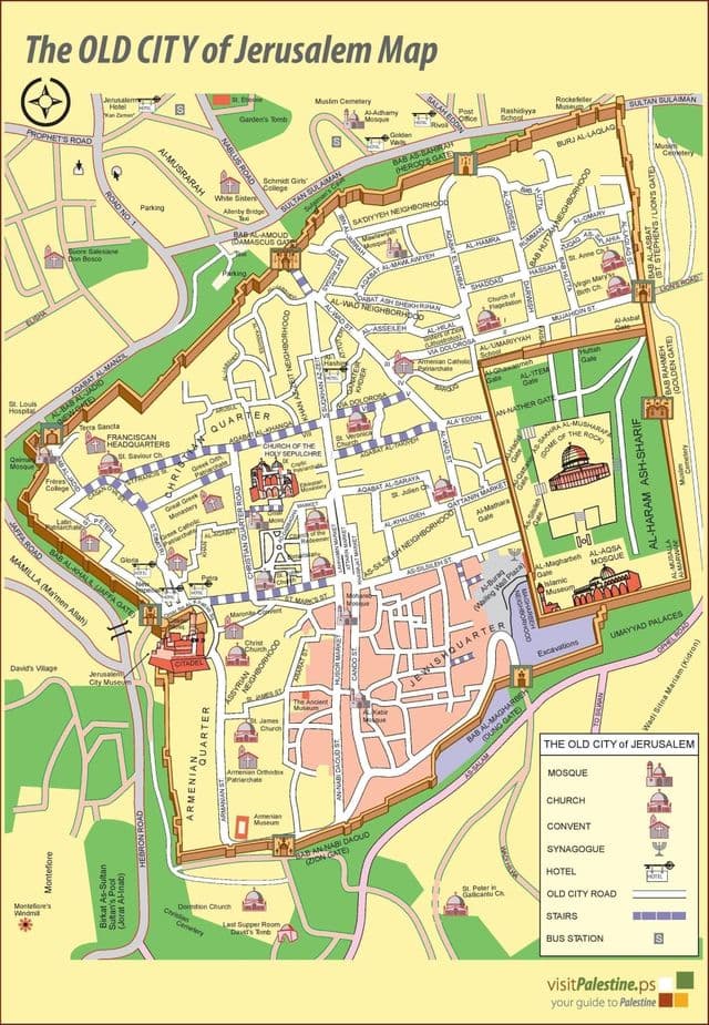 Plan des excursions à pied de Jerusalem